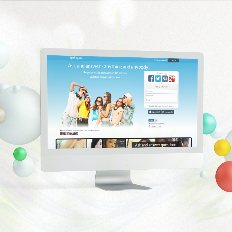 Spring.me — product screen